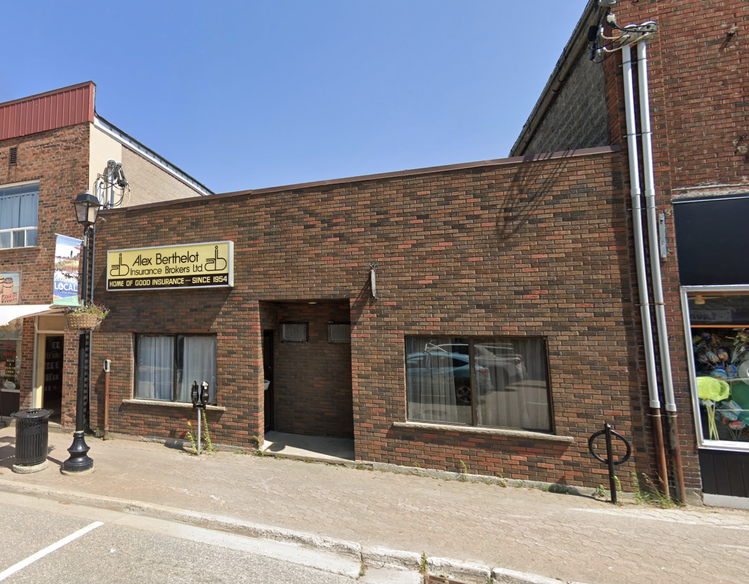 Alex Berthelot Insurance Brokers storefront - Home of Good Insurance Since 1954